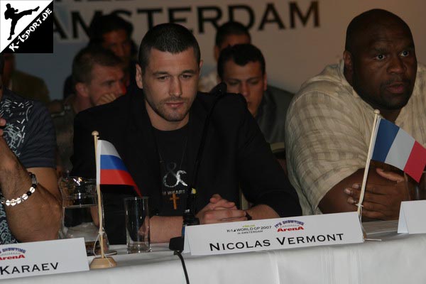 Pressekonferenz (Paul Slowinski, Nicolas Vermont, Zabit Samedov, Bob Sapp) (K-1 World Grand Prix 2007 in Amsterdam)
