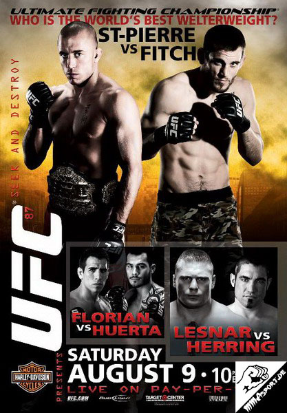 Plakat (Georges St-Pierre, Kenny Florian, Roger Huerta, Brock Lesnar, Jon Fitch, Heath Herring) (UFC 87: Seek and Destroy)