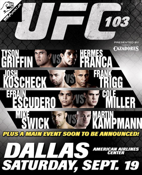 Plakat (Tyson Griffin, Josh Koschek, Mike Swick, Efrain Escudero, Hermes Franca, Frank Trigg, Martin Kampmann, Cole Miller) (UFC 103: Franklin vs. Belfort)